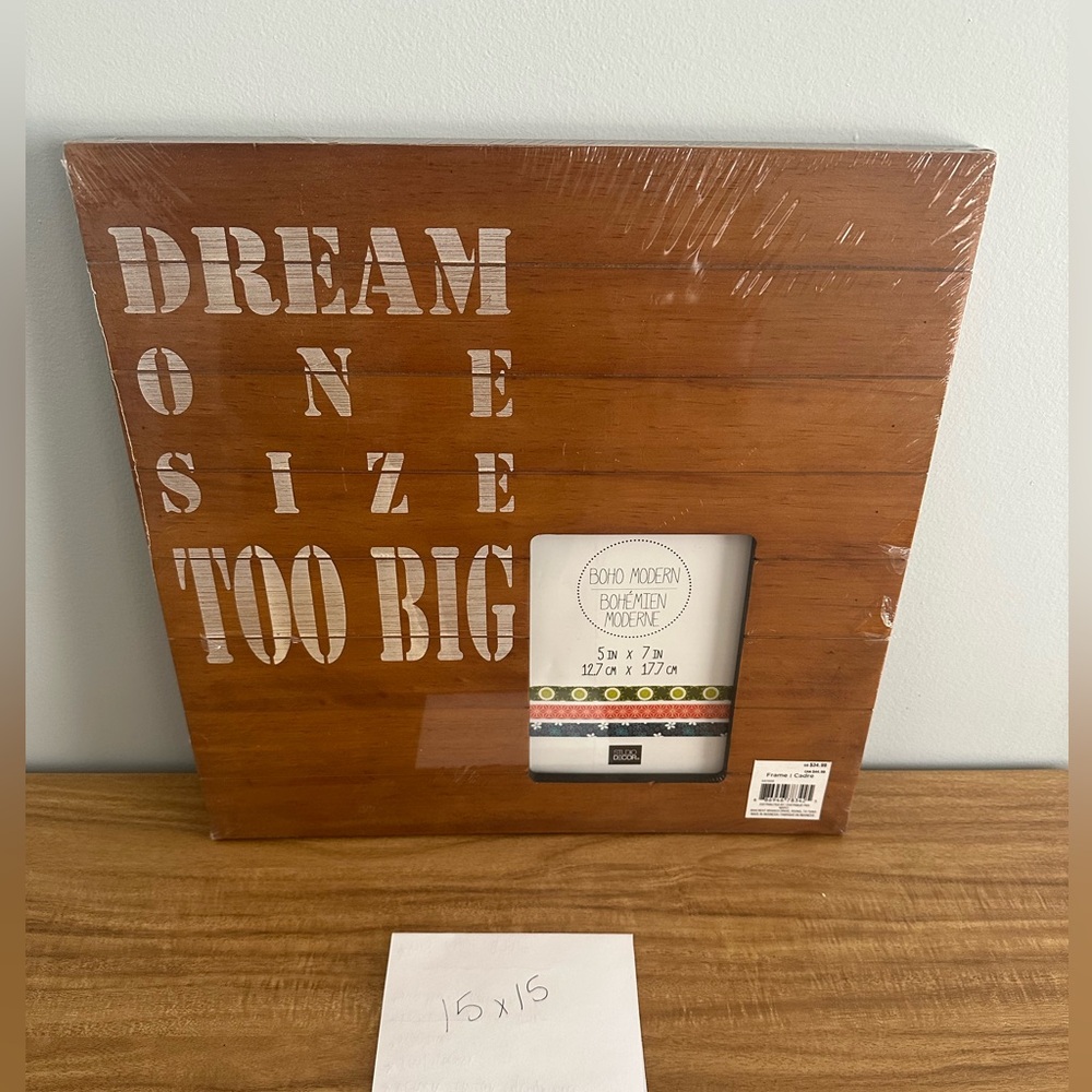 DREAM ONE SIZE TOO BIG Wood Wall Art Picture Frame- NEW